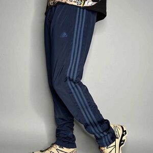 Adidas Primegreen sweatpants Blue 3 Stripes ankle zipper men’s M waist 27”- 37”
